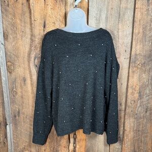 H&M Charcoal Knit Sweater with Silver Bead accents
